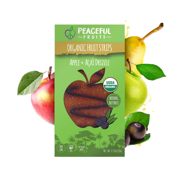 Peaceful Fruits Organic Fruit Strips - Apple + Acai Drizzle