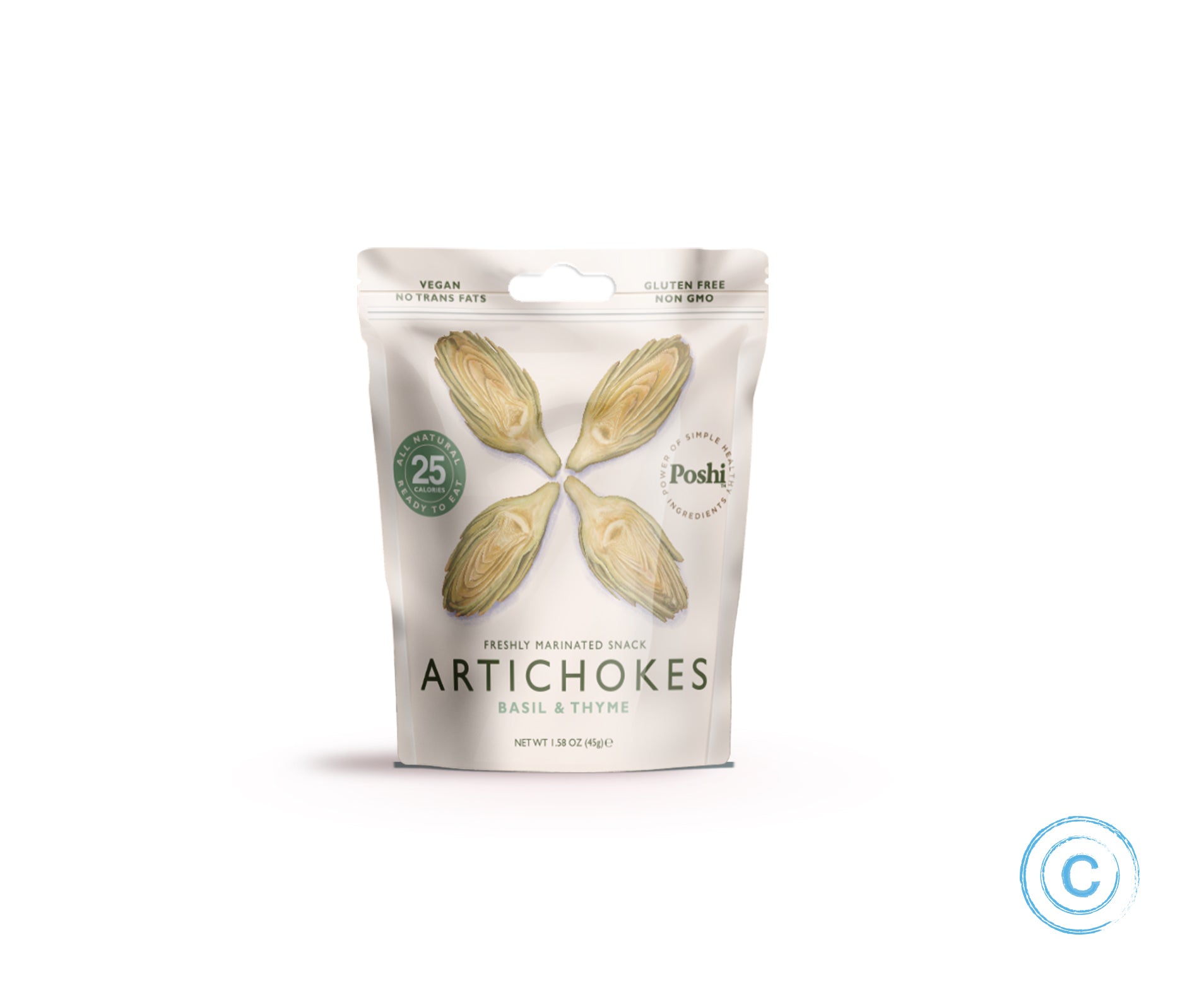 Poshi Artichokes Basil & Thyme Steamed & Marinated Snack Good