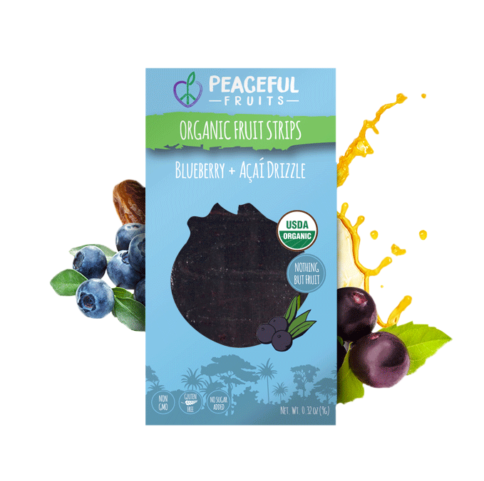 Peaceful Fruits Organic Fruit Strips - Blueberry + Acai Drizzle