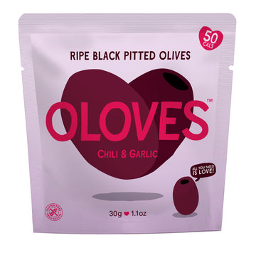 Oloves - Chili & Garlic Ripe Black Pitted Olives