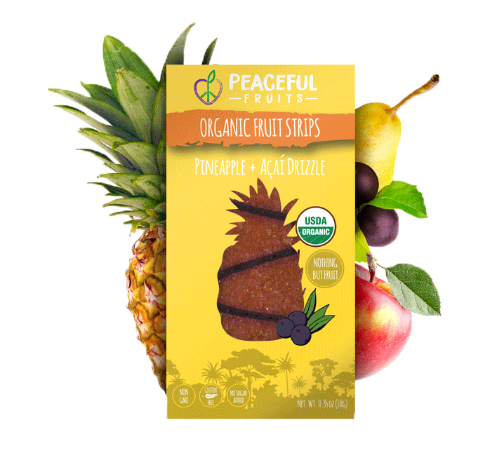 Peaceful Fruits Organic Fruit Strips - Pineapple + Acai Drizzle