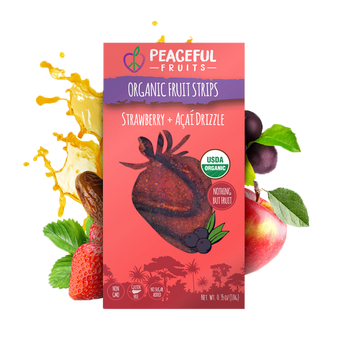 Peaceful Fruits Organic Fruit Strips - Strawberry + Acai Drizzle