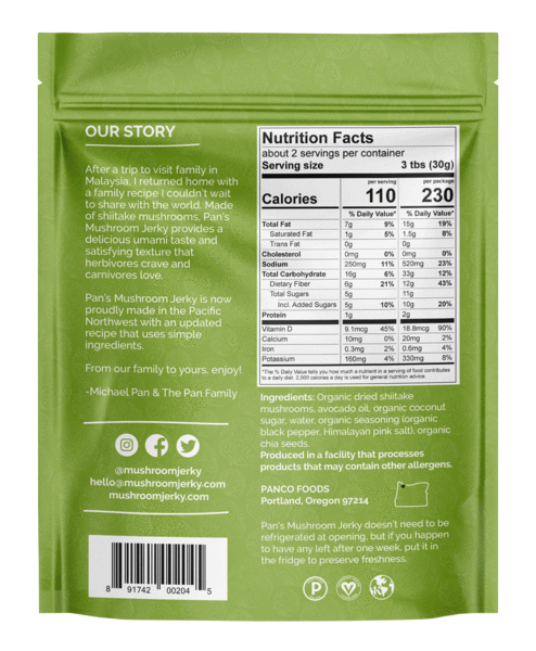 Pan's Mushroom Jerky - Salt & Pepper