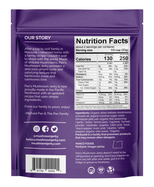 Pan's Mushroom Jerky - Zesty Thai